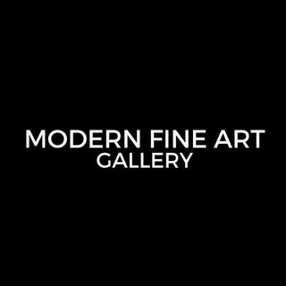 Text logo of 'MODERN FINE ART GALLERY' on a black background.