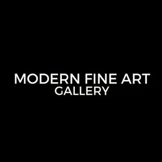 Text logo of 'MODERN FINE ART GALLERY' on a black background.